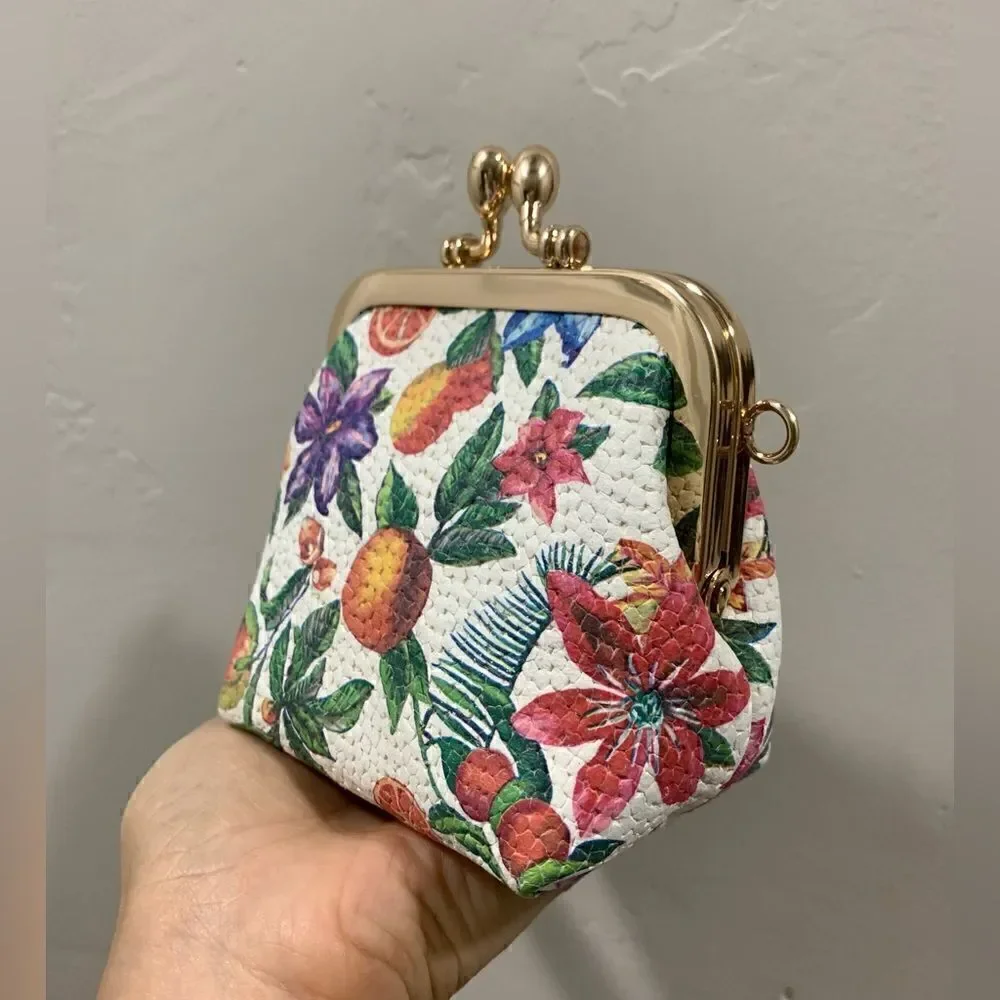 Handmade Genuine Leather Floral Embossed Wristlet/Coin Pouch/Crossbody